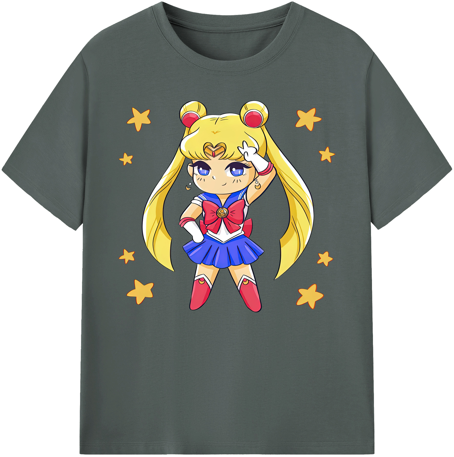 （画像用） 美少女戦士セーラームーン 月野 うさぎ つきの うさぎ Sailor Moon Tsukino Usagi 綿100％ メンズ半袖Tシャツ｜肌触りやわらか＆通気性